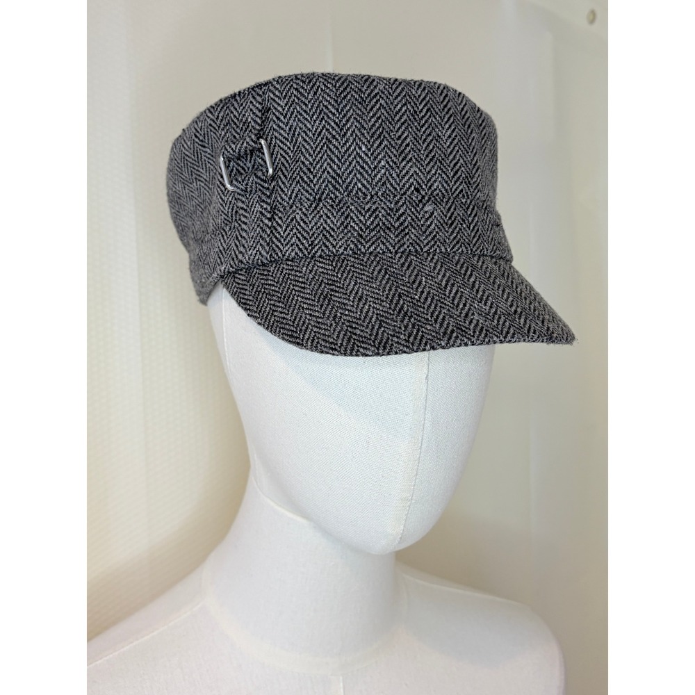Target Gray Herringbone Wool Blend Cadet Cap Hat Womens OSFM Excellent